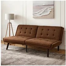 stilvora Schlafsofa mit Schlaffunktion 2-sizer sofa mit Bettkasten für Büros, Wohnungen, Klappbares Sofa Bett mit 5-fach verstellbarer Rückenlehne, 3-in-1 Multifunktionsmöbel für kleine Räume braun