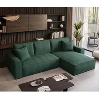 beautysofa Ecksofa mit Schlaffunktion - Stauraum Sofa 290cm Wohnzimme grün Poso 14 l-förmig, Farbe: