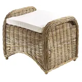Kobolo Rattanhocker CARDIFF Hocker aus Rattan in kubu gray mit Kissen