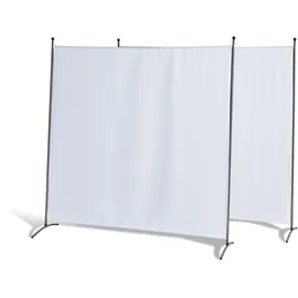 GRASEKAMP Doppelpack Stellwand weiß - Paravent Raumteiler Trennwand Sichtschutz