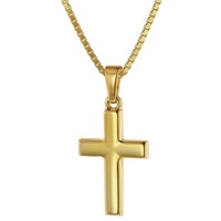 trendor 75421 Kreuz für Kinder 18 mm Gold 333 / 8 K + vergoldeter Silberkette, 38 cm