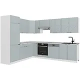 Vicco Winkelküche L-Form 227 cm Hellblau-grau/Weiß