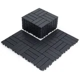88 Stück Terrassenfliesen 8 qm, 30x30cm Kunststoff Fliesen Klickfliesen Balkonfliesen Holzoptik Gestreift, Wetterfest, Anti-Rutsch, Anthrazit