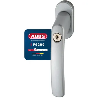 ABUS Abschließbarer Fenstergriff FG200 AB208 - Fensterknauf mit Druckzylinder, gleichschließend - ABUS-Sicherheitslevel 3 - 44258 - Silber