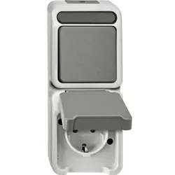 Merten MEG3495-8029 Kombination SCHUKO-Steckdose/ Wechselschalter, lichtgrau, AQUASTAR MEG34958029