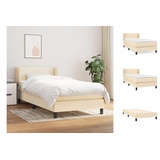 vidaXL Boxspringbett mit Matratze Creme 100x200 cm Stoff 3126146