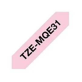 Brother TZe-MQE31 P-touch Schriftband (laminiert), schwarz auf pastellrosa, 4m