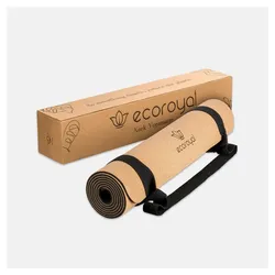 Ecoroyal Yogamatte Kork I Korkmatte mit Tragegurt - 183 x 61 x 0,4 cm