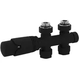 luxebath Ventil-Armaturen Set Multiblock Heizkörperthermostat Mittelanschluss Schwarz