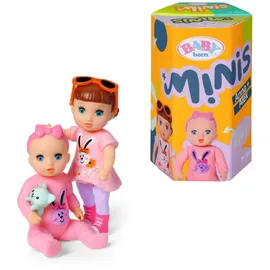 Zapf Creation BABY born Minis Doppelpack mit Minis-Puppen Alex und Anna mit Farbwechseleffekt, Stickerbogen und Accessoires, 906033 Zapf Creation, Rose