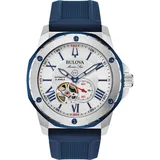 Bulova Herren Analog Mechanisch Uhr mit Silikon Armband 98A225, Blau