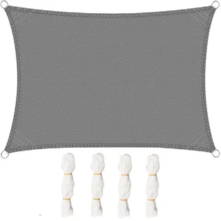 Woltu Sonnensegel Rechteck 2 x 3 m HDPE grau