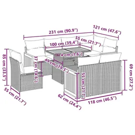 vidaXL Garten-Sofagarnitur 9-tlg. grau Akazie