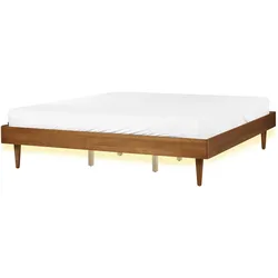 Bett mit LED TOUCY 180 x 200 cm Braune Esche