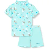 PLAYSHOES Unisex Kinder UV-Schutz Bade-Set zweiteilig Schwimmshirt Badeshorts Badebekleidung, Einhornmeerkatze, 86/92