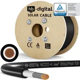 HB-Digital Solarkabel Solarleitung 1x6mm2 H1Z2Z2-K - TÜV Rheinland zertifiziertes - 6mm2 flexibel UV witterungsbeständig PV Kabel Photovoltaik