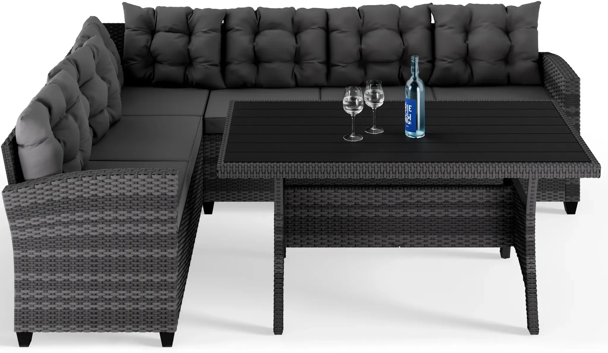 Polyrattan Ecklounge Lissabon Grau/Anthrazit inkl Kissen