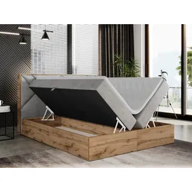 MKS Boxspringbett 180 x 200 cm H3 Hellgrau