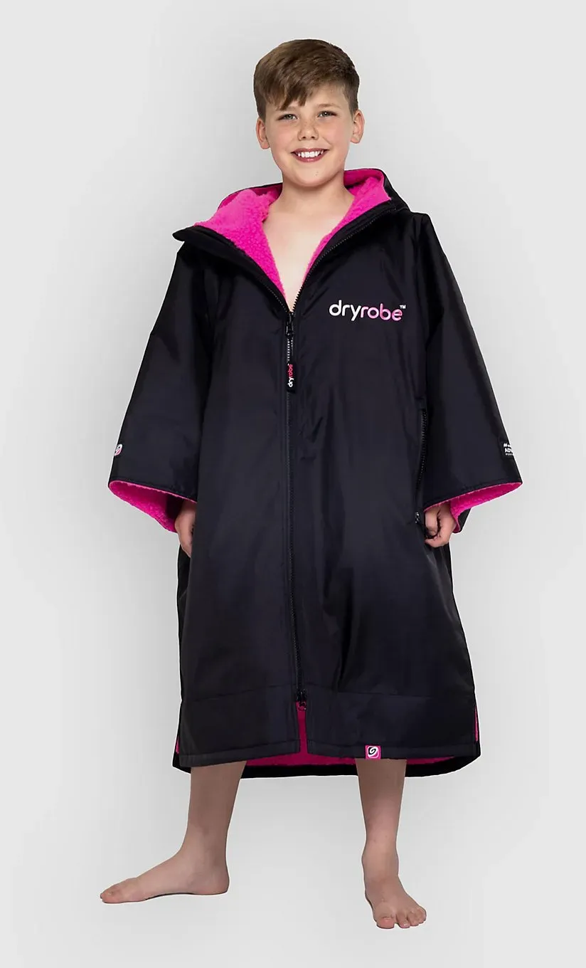 Dryrobe Advance Long Sleeve Kids 5-9 Surf Poncho black pink Gr. Uni