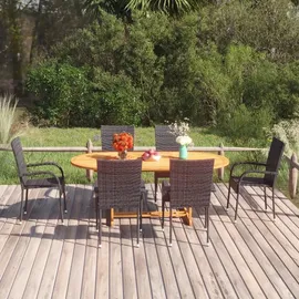 vidaXL Polyrattan Garten-Essgruppe 7-tlg. schwarz 3070758