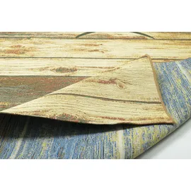 Sansibar Teppich SANSIBAR "Rantum Beach SA-029", braun, B:300cm H:5mm L:400cm, Polypropylen, Teppiche, Teppich, Flachgewebe, modernes Design, Motiv Holzdielen, In- & Outdoor geeignet