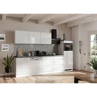 Held Küchenzeile Monza ohne Geräte ca. 300 cm Weiß/Grau + Spüle