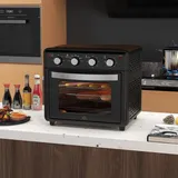 HOMCOM Minibackofen mit Umluft 30L Mini Ofen mit Backblech Grillrost Krümelblech