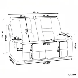 Beliani Sofa + Bettsofa, Bergen 2-Sitzer