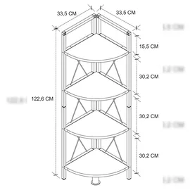 VCM Insasi Eckregal 34 x 34 x 122 cm Weiß