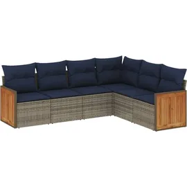 vidaXL Gartensofa-Set 6-tlg. grau Polyrattan