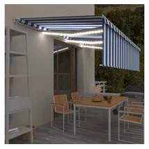 vidaXL Markise Manuell Einziehbar mit Rollo & LED 6x3 m Blau & Weiß