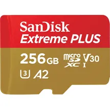 SanDisk Extreme Plus microSDXC UHS-III R200/W140 + SD-Adapter 256 GB