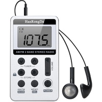 AM/FM Tragbares Radio,Covvy Digitales Pocket Mini Radio mit 500mAh 3.7V Wiederaufladbarer Akku und Kopfhörer (White)