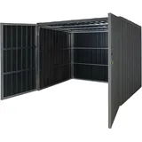 Wpc-fahrradgarage Hhg-054, Geräteschuppen Fahrradbox, Metall Holzoptik Abschließbar 4 Räder 172x213x160cm Grau