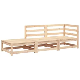 vidaXL Gartensofa mit Fußhocker 2-Sitzer Massivholz Kiefer