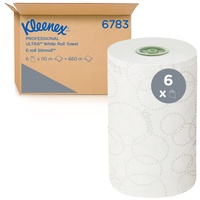 Kleenex Ultra Slimroll Papierhandtücher auf Rollen 6783 – E-Roll-Rollenhandtücher, 2-lagig – 6 x 110 m weiße Papierhandtuchrollen (insg. 660 m)