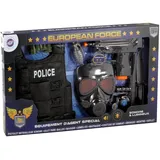 EUROPEAN FORCE 183303 European FORCE-Polizei-Set-Verkleidungszubehör-183303-Schwarz-Kunststoff-Militär-Kinderspielzeug-Karneval-Kostüm-Spezialagent-60 cm x 34 cm-Ab 3 Jahren, Mehrfarbig