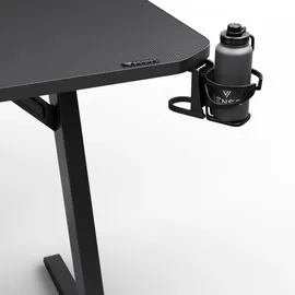 SENSE7 Nomad Cybernetic Gaming Tisch 140x60, PC Tisch mit Kopfhörerhaken, Getränkehalter, Controller Halter, Gaming Computertisch mit Kohlefaseroberfläche, Ergonomischer Gaming Desk
