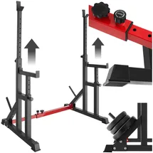Tectake tectake® Squat Rack, multifunktional, Höhe und Breite verstellbar, bodenschonende Kunststoffkappen, inklusive 2 Aufnahmen für Hantelscheiben