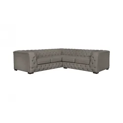Chesterfield-Sofa "KALINA L-Form", braun, B:247cm H:67cm T:227cm, 100% Polyester, GUIDO MARIA KRETSCHMER HOME & LIVING, Sofas, hochwertige Chesterfield-Ausführung, sehr hochwertige Verarbeitung