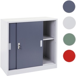 Aktenschrank Boston HWC-F41, Stahlschrank B√oroschrank, mit abschlie√übaren Schiebet√oren 90x90x45cm ~ anthrazit