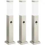 vidaXL Solarleuchte Edelstahl 50 cm 3 Stk. mit Sensor grau/silber