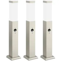 vidaXL Solarleuchte Edelstahl 50 cm 3 Stk. mit Sensor grau/silber