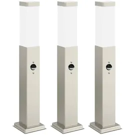 vidaXL Solarleuchte Edelstahl 50 cm 3 Stk. mit Sensor grau/silber