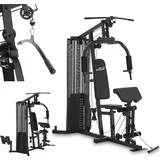 ArtSport Kraftstation ProfiGym 3000 mit 14 Gewichten, 77 kg - Bizeps, Lattzug, Butterfly - Schwarz