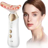 24K Gold Gesichtsmassagegerät Gegen Falten, ANLAN EMS Gua Sha Elektrisch 5 Farben Rotlichtlampe Gesicht 42±3°C Wärme Massagegerät Gesicht 4 Modi Face Massager