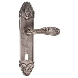 Casa Padrino Antik Stil Türgriff Set Messing Vintage Silber - Retro Jugendstil Barock Türklinken Set