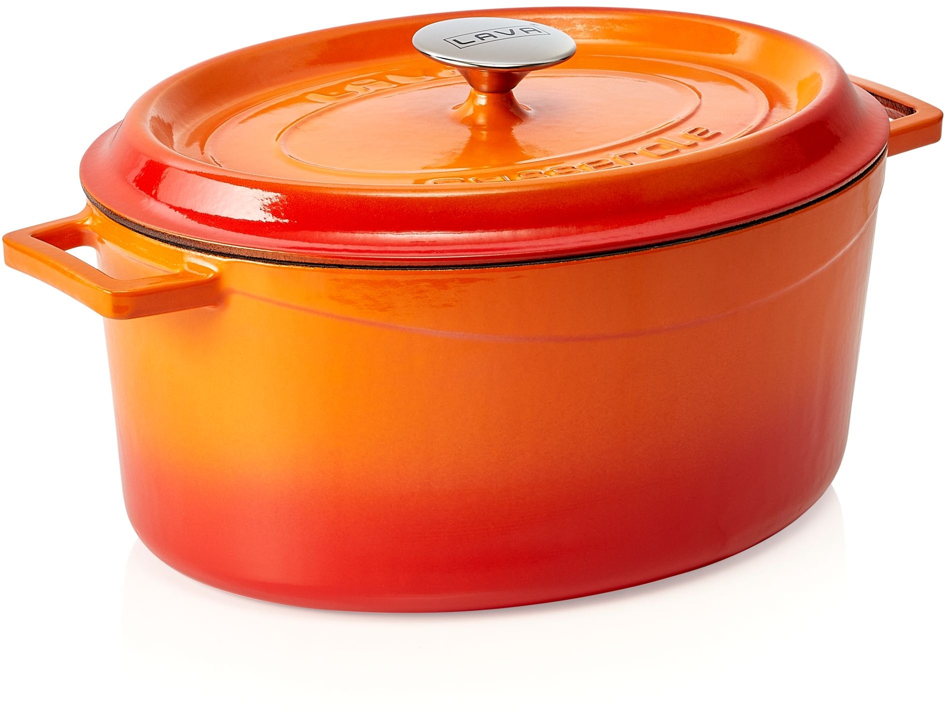 Gastro LAVA Casseroles oval, orange emailliert, Gusseisen 32 x 25 x 14 cm