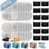 Refined Living Trinkbrunnen 12 tlg Katzenbrunnen Filters Katzen-Wasserbrunnenfilterersatz für 3L, Dreifaches Filtersystem Ersatzfilter Katze Wasserfilter HarzAktivkohle