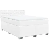 vidaXL Boxspringbett mit Matratze Weiß 160x200 cm Kunstleder